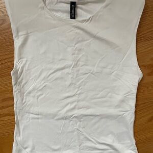H&M Classic White Tank Top with Shoulder Pads